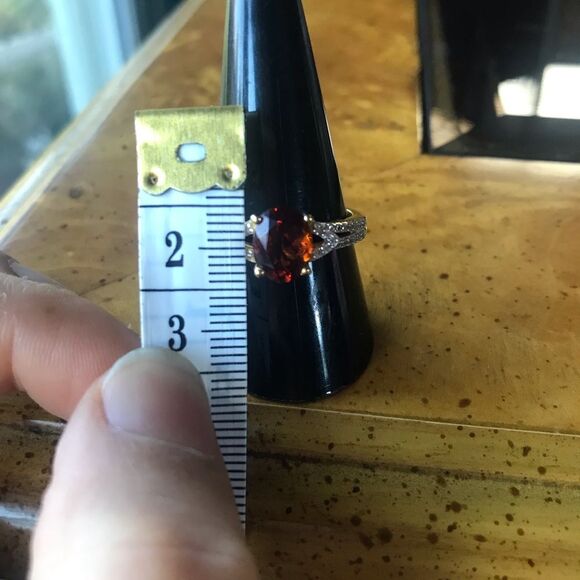 Natural Brazilian Cherry Citrine Sterling Silver Yellow Gold Vermeil Ring Size 9 - Picture 9 of 9